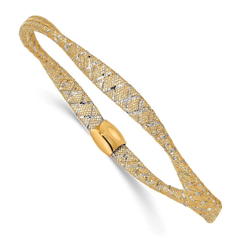 Picture of Finest Gold 14K Two-Tone Gold Woven Fancy Mesh Stretch Bracelet