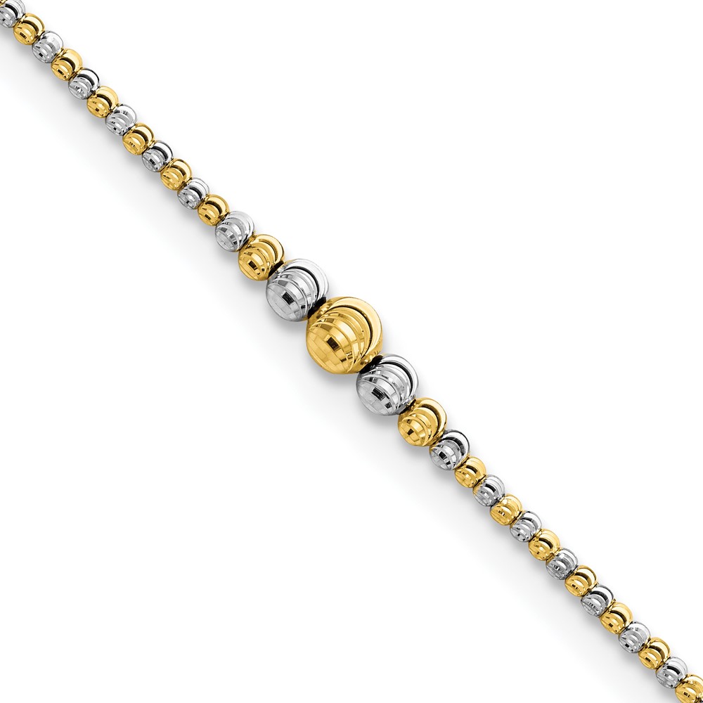 Picture of Quality Gold FB1902-7.5 14K Two-Tone Polished & Diamond-Cut Beaded 7.5 in. Bracelet