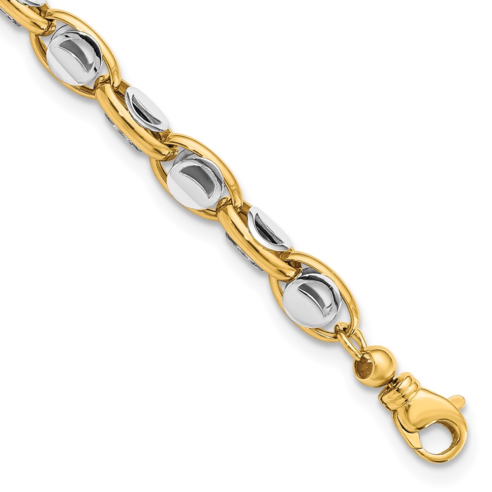 Picture of Finest Gold 14K Two-Tone Fancy Circles in Oval Links 7.25 in. Bracelet