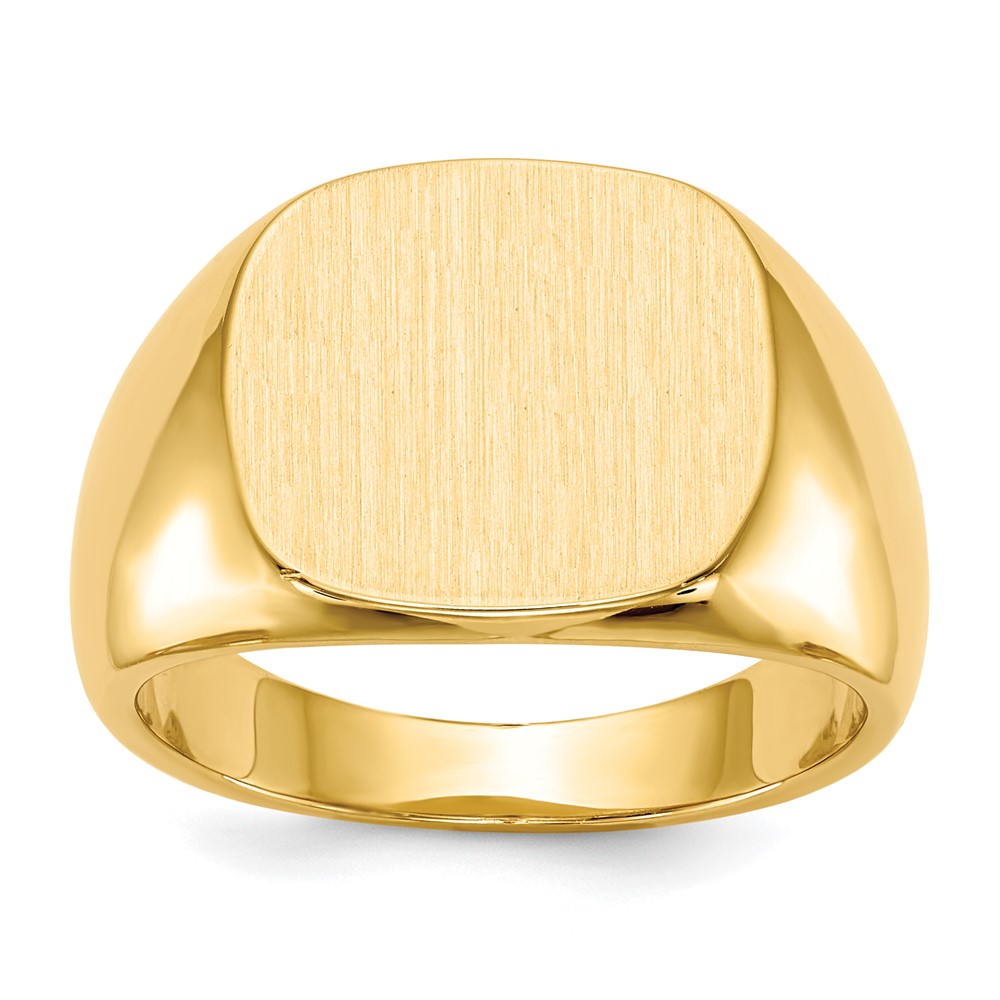 Picture of Finest Gold 14K Yellow Gold 13.5 x 15 mm Closed Back Mens Signet Ring - Size 9