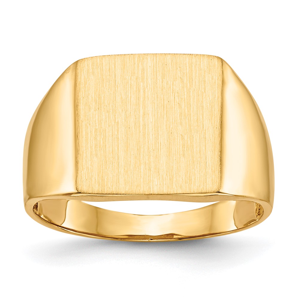 Picture of Finest Gold 14K Yellow Gold 13 x 13 mm Open Back Mens Signet Ring - Size 10