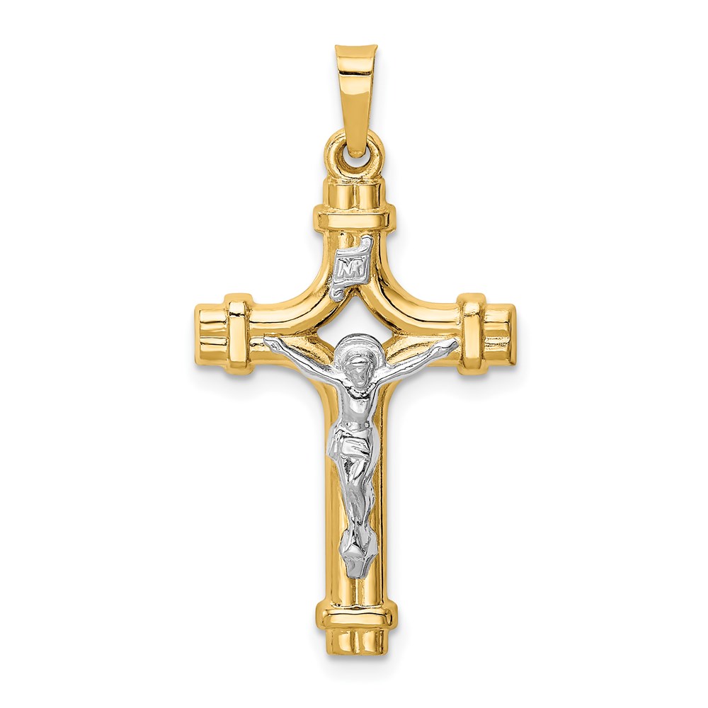 Picture of Finest Gold 14K Two-tone Polished Inri Crucifix Pendant