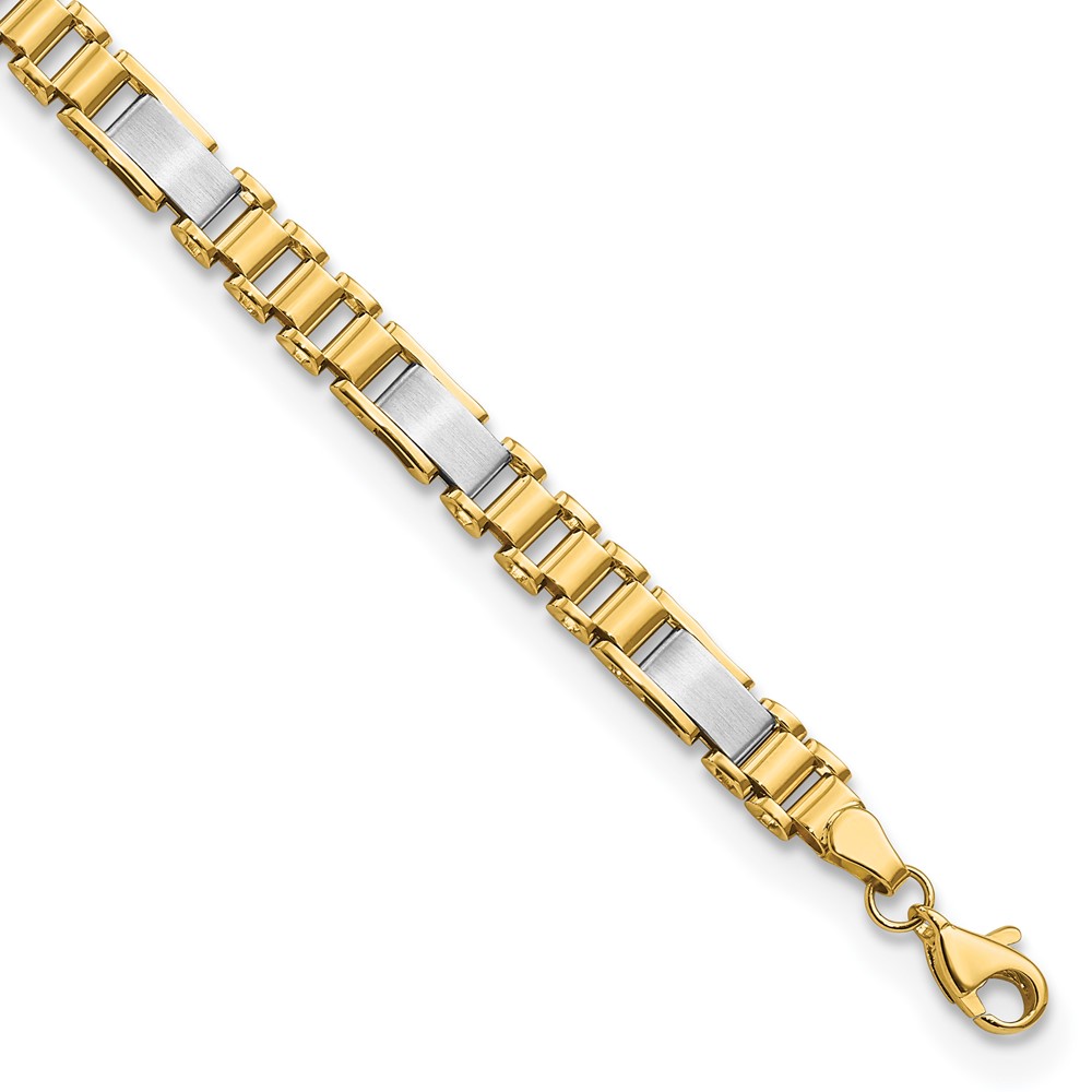 Picture of Finest Gold 14K Two-Tone Brushed &amp; Polished Fancy Link 8 in. Bracelet