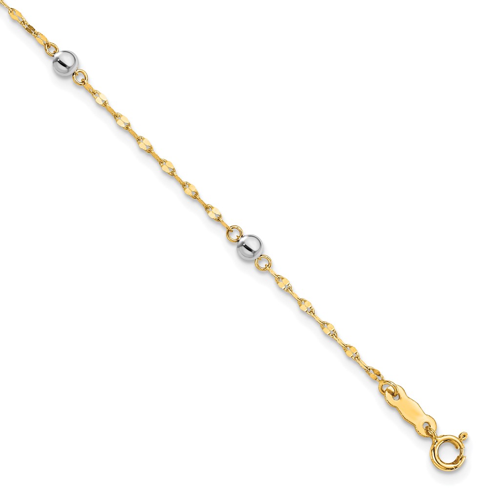 Picture of Finest Gold 14K Two-Tone Polished Bead 7.25 in. Bracelet