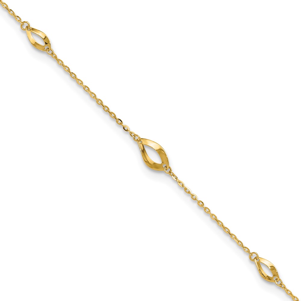 Picture of Finest Gold 14K Yellow Gold 6-Station Oval Link 9 in. Plus 1 in. Extension Anklet