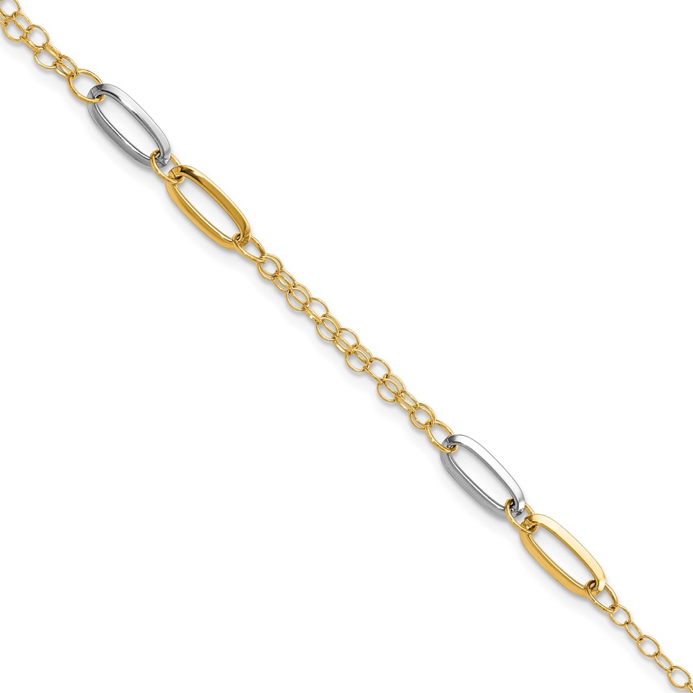 Picture of Finest Gold 14K Two-Tone Polished Fancy Chain Link 7 in. Bracelet