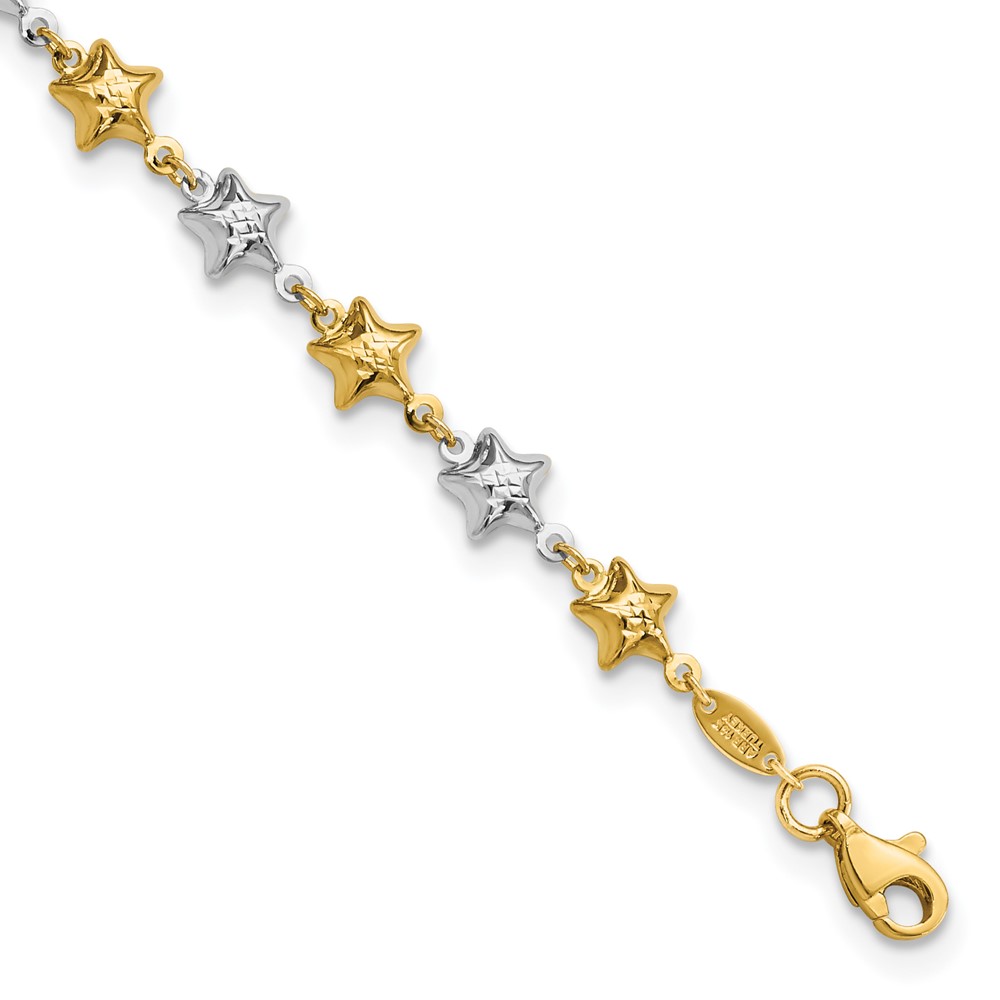 Picture of Quality Gold FB1874-7.75 14K Two-Tone Puffed Star 7.75 in. Bracelet