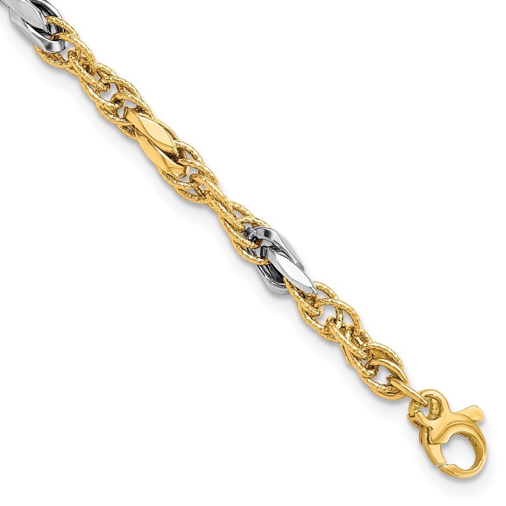 Picture of Finest Gold 14K Two-Tone Polished Fancy Link 8 in. Bracelet