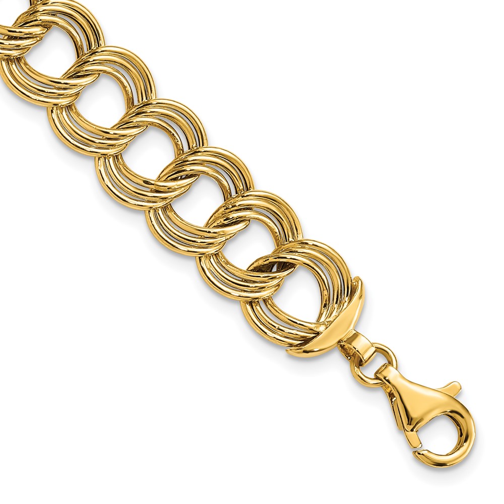 Picture of Finest Gold SF2804-7.5 14K Polished Fancy Triple Link Bracelet  Yellow