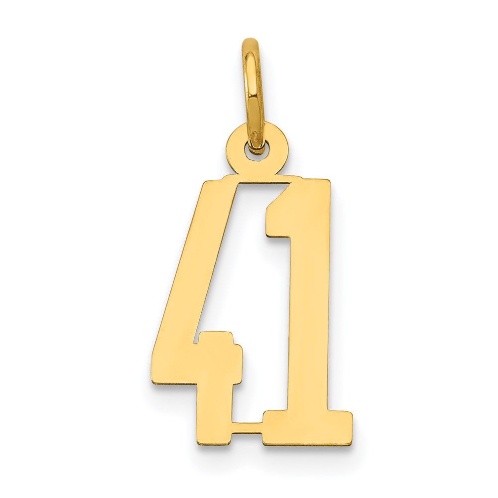 Picture of Quality Gold 14k Yellow Gold Small Elongated Number 41 Charm Pendant