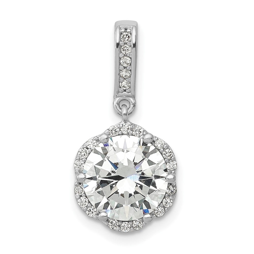 10K Tiara Collection White Gold Polished CZ Pendant -  Finest Gold, UBS10YC387W