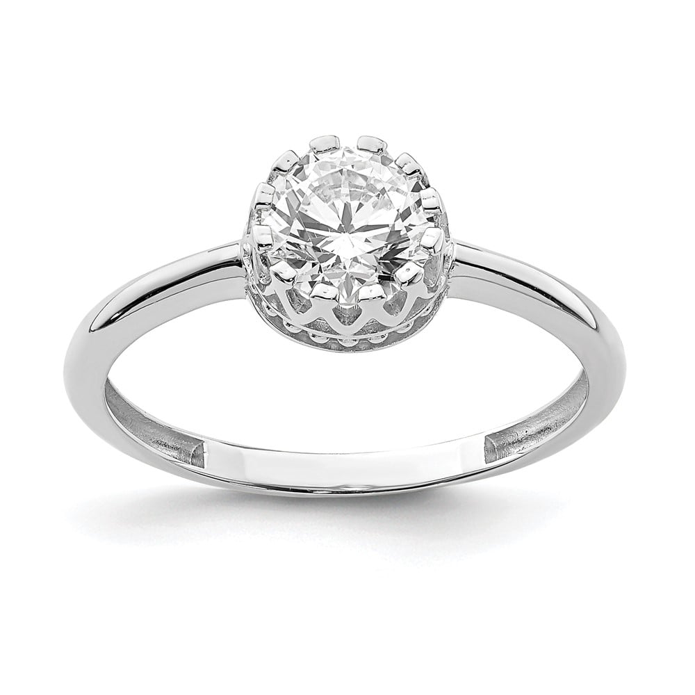 10K Tiara Collection White Gold Polished CZ Ring, Size 7 -  Finest Gold, UBS10YC417W