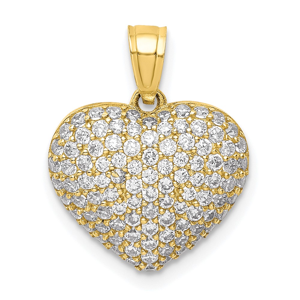 10K Yellow Gold CZ Micro Pave Heart Pendant -  Finest Gold, UBS10C1442