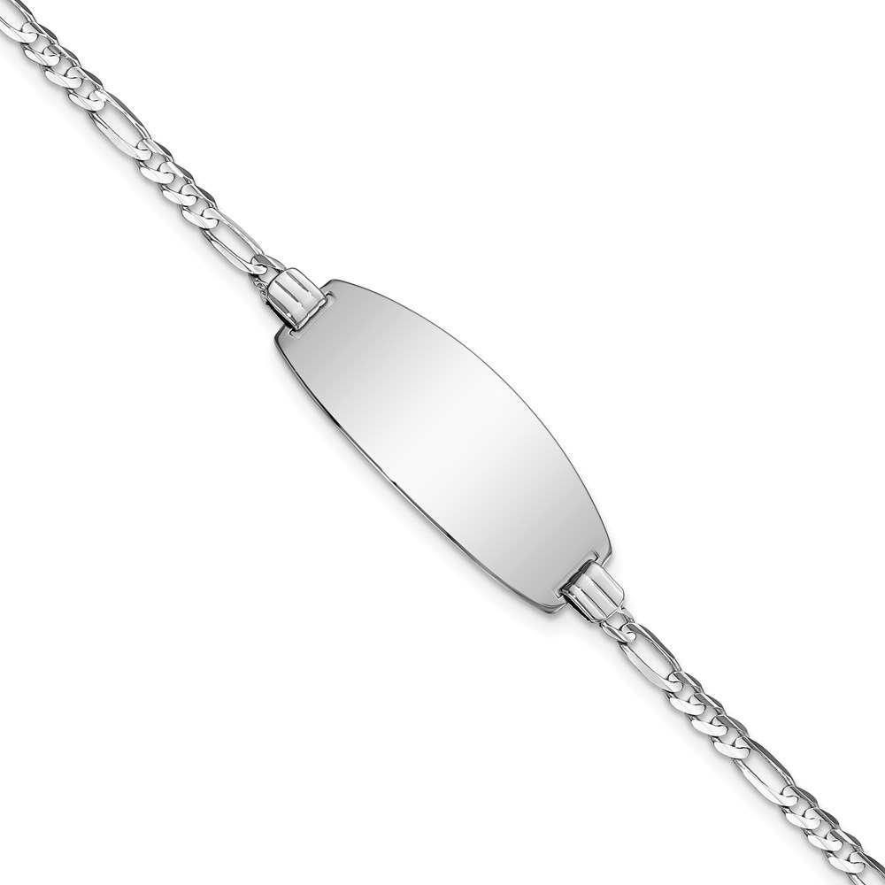 Picture of Quality Gold 14K White Gold Oval Figaro ID Bracelet