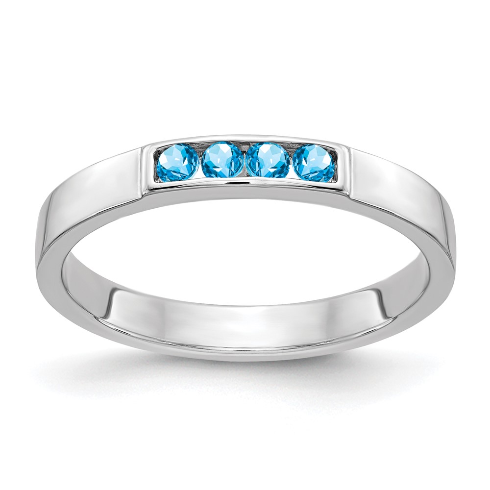 Picture of Finest Gold 14K White Gold 4-stone Blue Topaz Band&amp;#44; Size 7