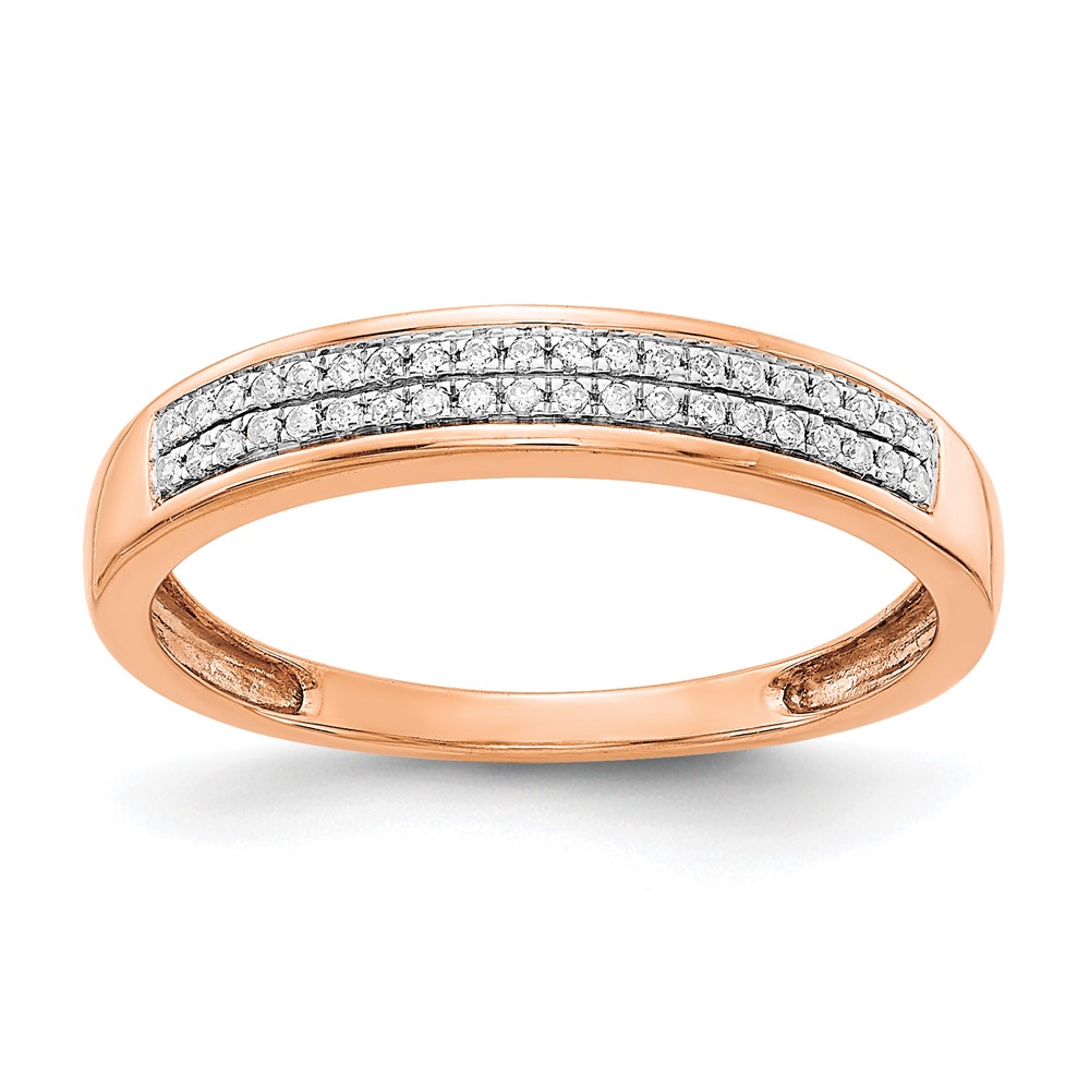 Picture of Finest Gold 14K Rose Gold 2-row Diamond Band&amp;#44; Size 7