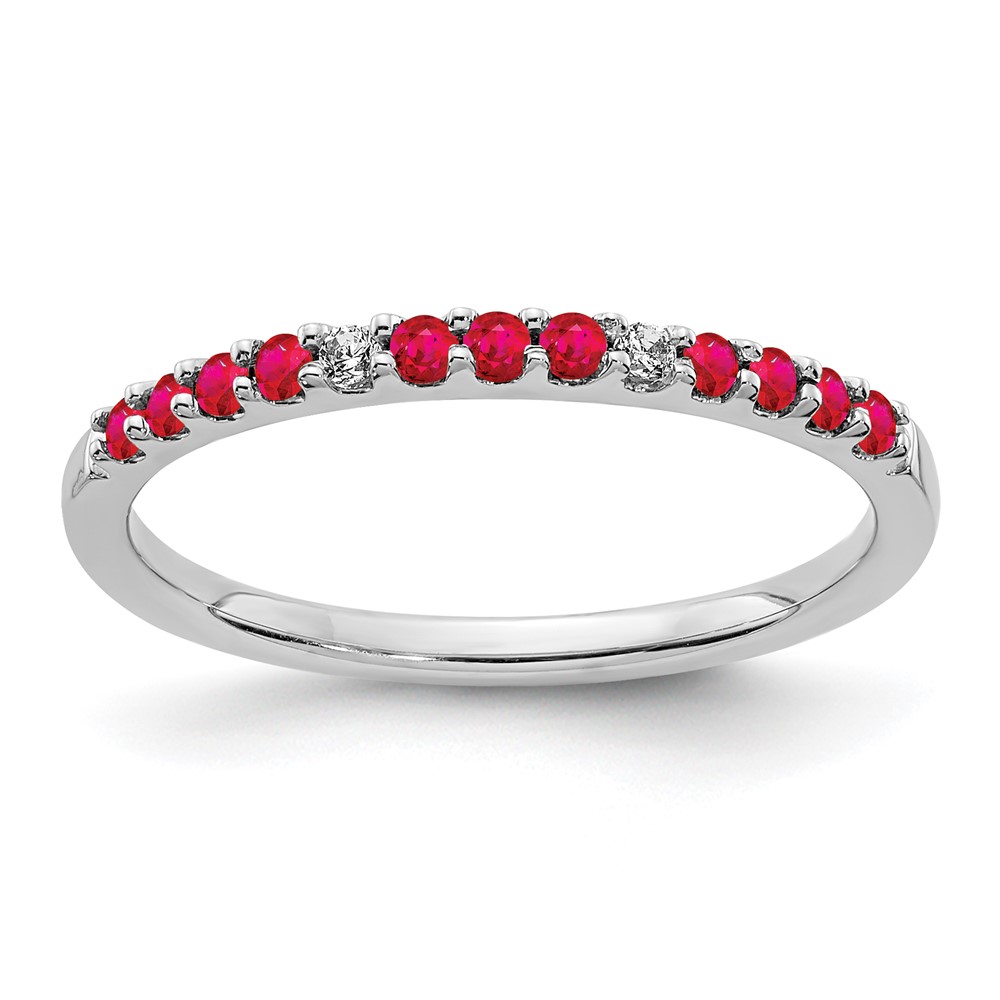 Picture of Finest Gold 14K White Gold Diamond &amp; Ruby Band - Size 7