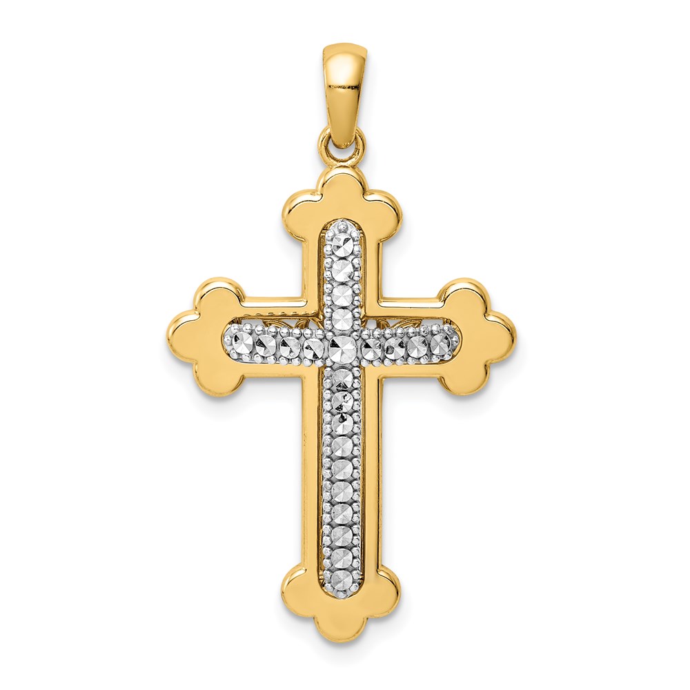 Picture of Finest Gold 14K Two-tone Diamond-cut Polished 3D Cross Pendant