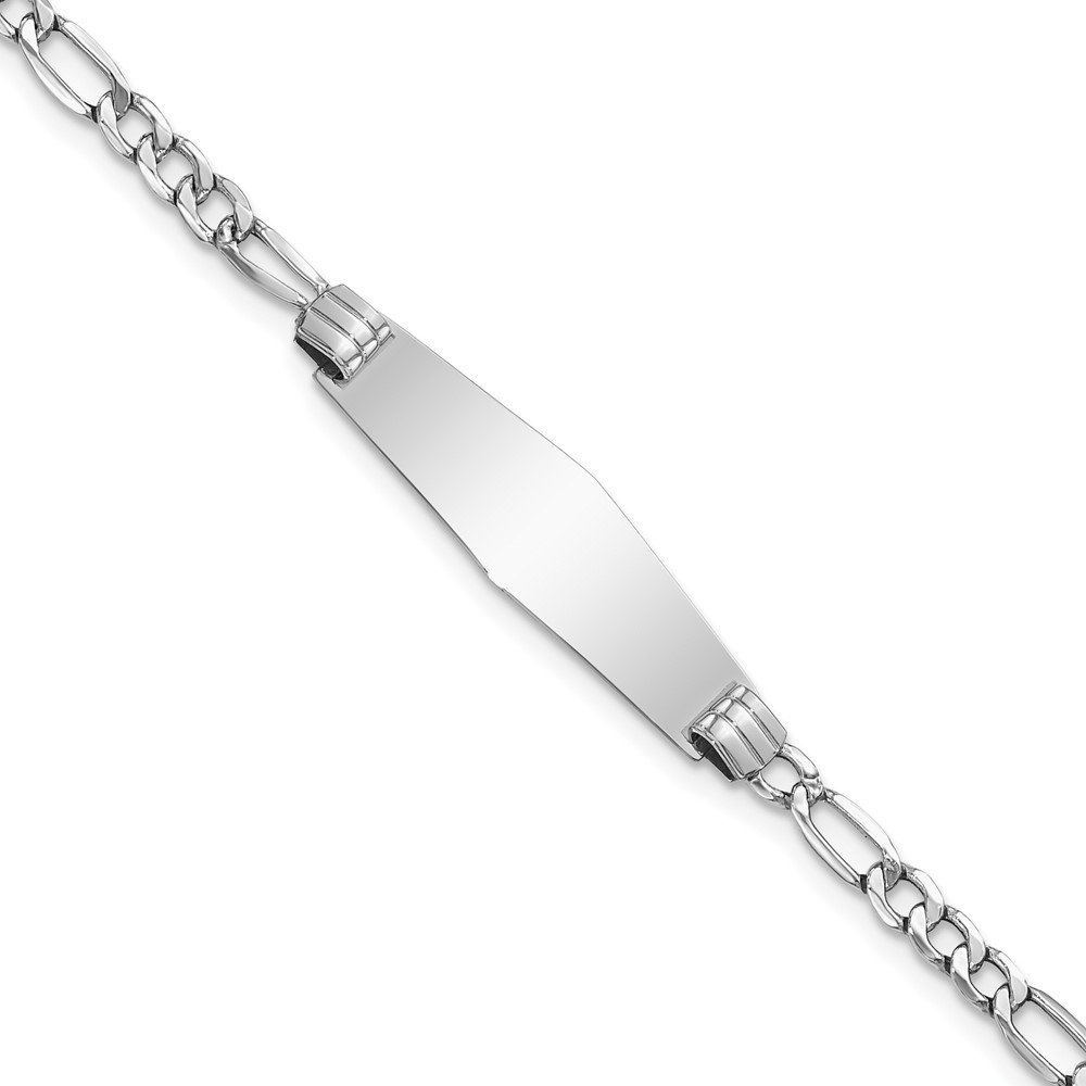 Picture of Finest Gold 14K White Gold Semi-Solid Soft Diamond Shape Figaro Link ID 7 in. Bracelet