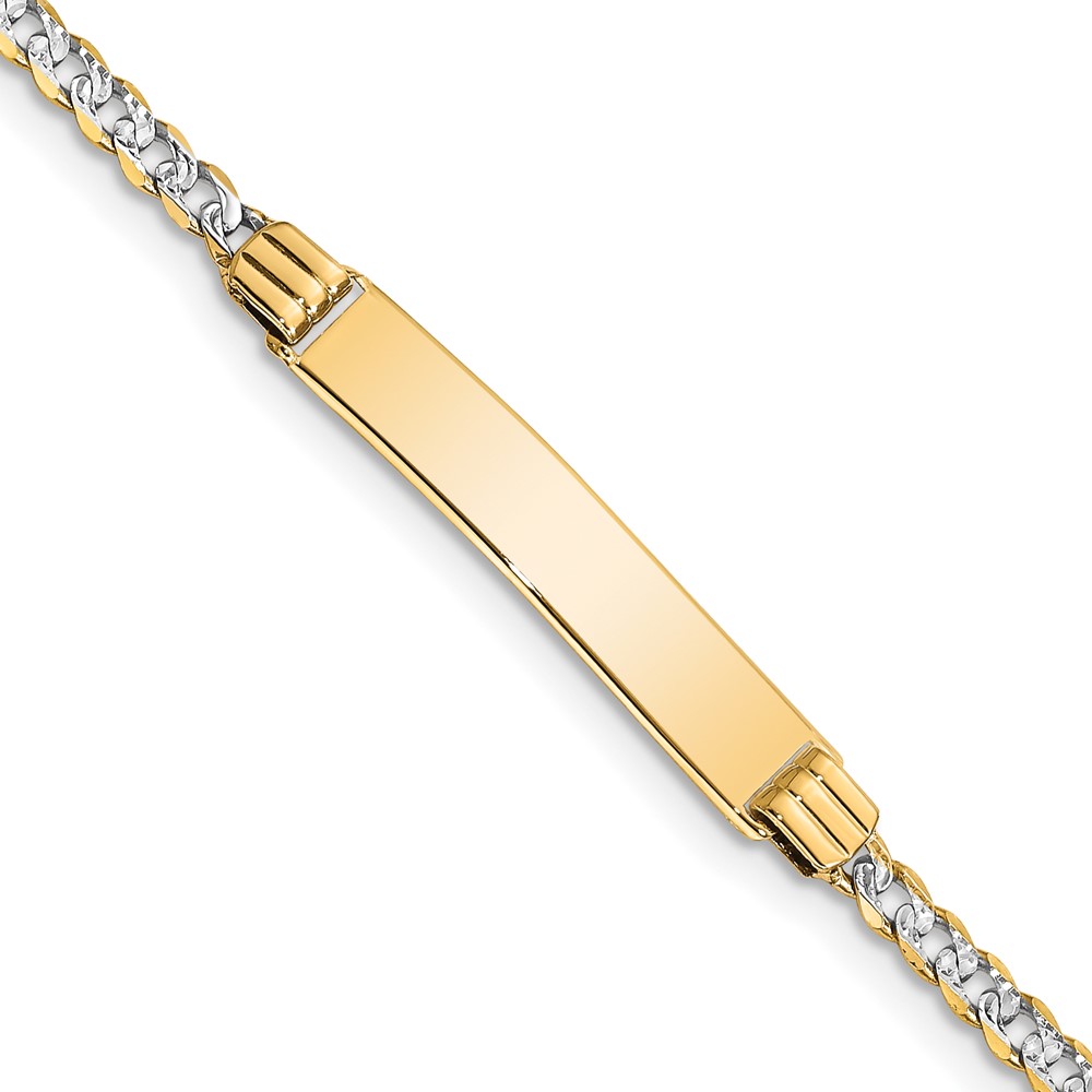 Picture of Finest Gold 14K with Rhodium Pave Curb ID Bracelet