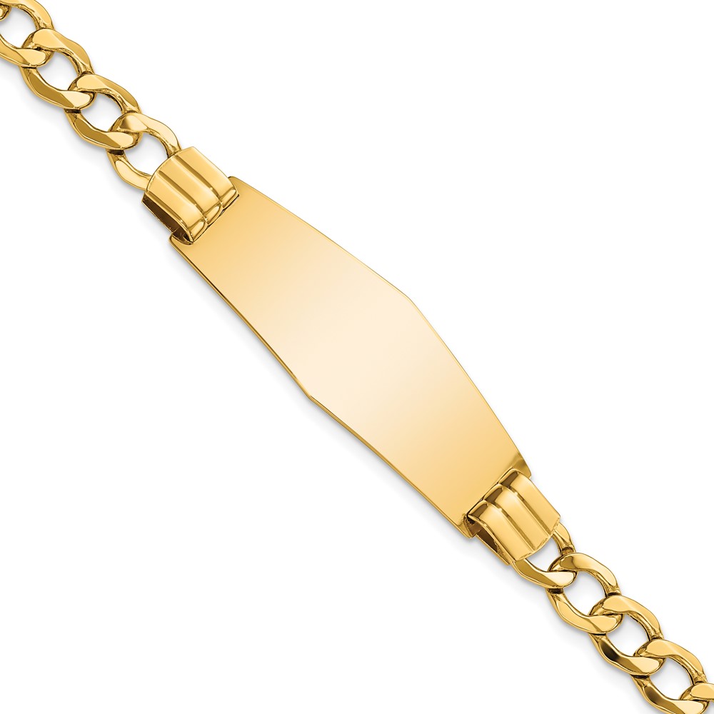 14k Yellow Gold Semi-Solid Soft Diamond Shape Curb Link ID Bracelet -  Finest Gold, UBSDCID111C-8