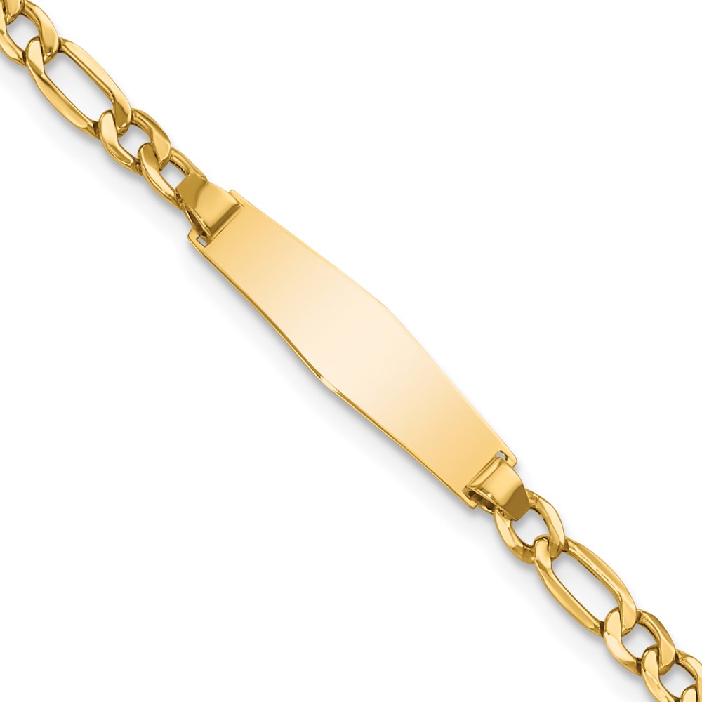 14K Yellow Gold Semi-Solid Soft Diamond Shape Figaro Link ID 6 in. Bracelet -  Finest Gold, UBSDCID140C-6