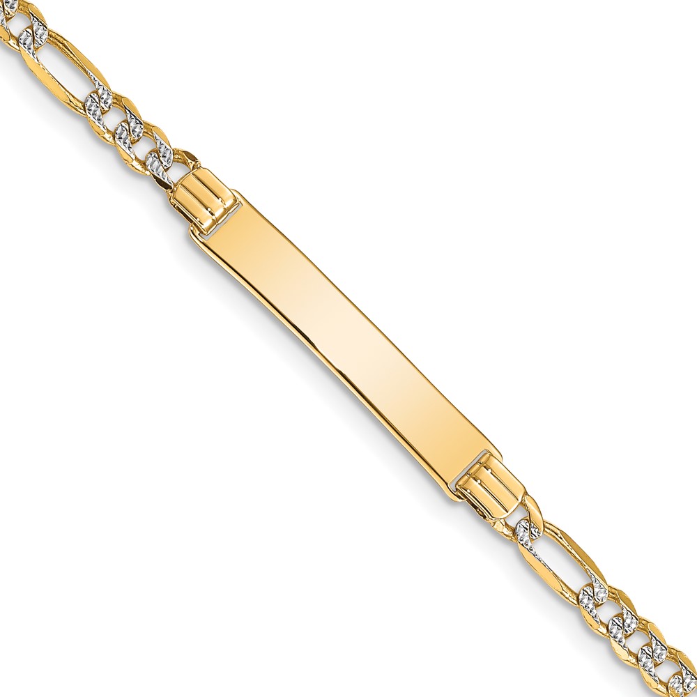 Picture of Finest Gold 14K with Rhodium Pave Figaro ID Bracelet