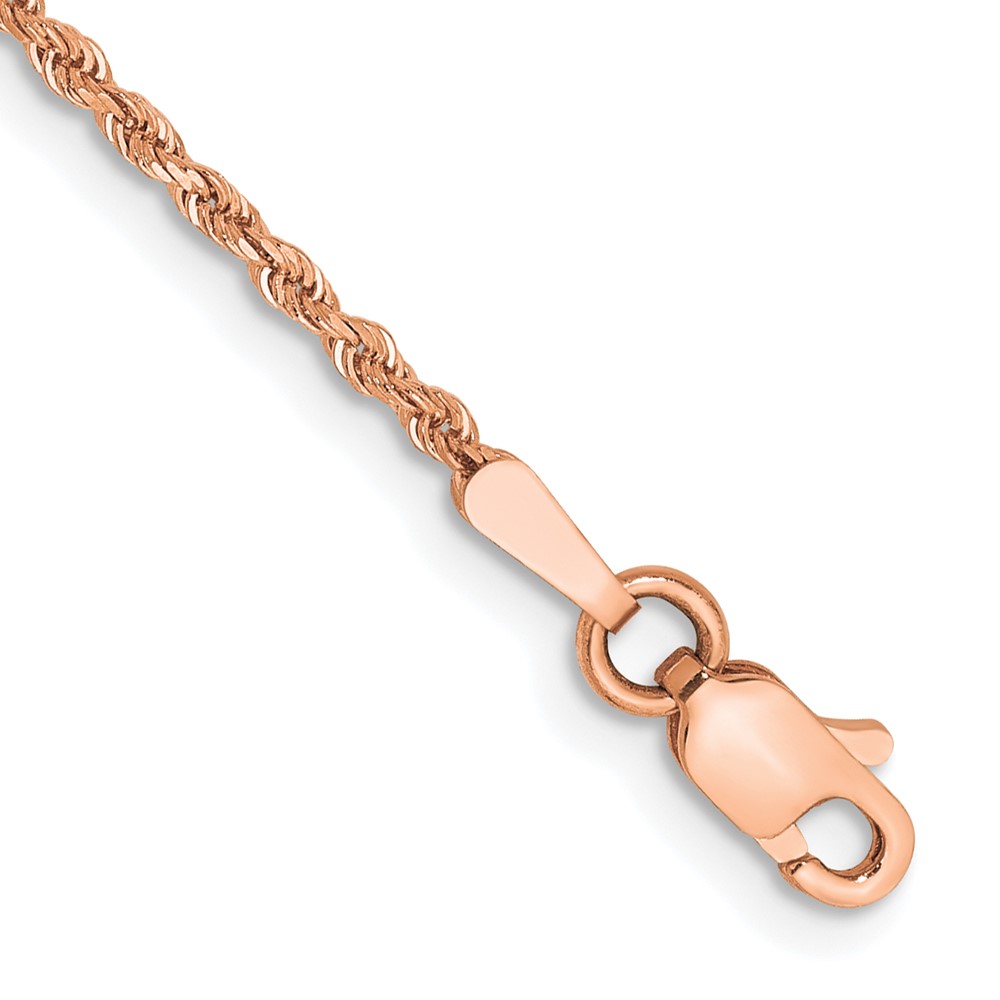 Picture of Quality Gold 014R-10 14K Rose Gold 10 in. 1.75 mm Diamond-Cut Rope Chain Anklet