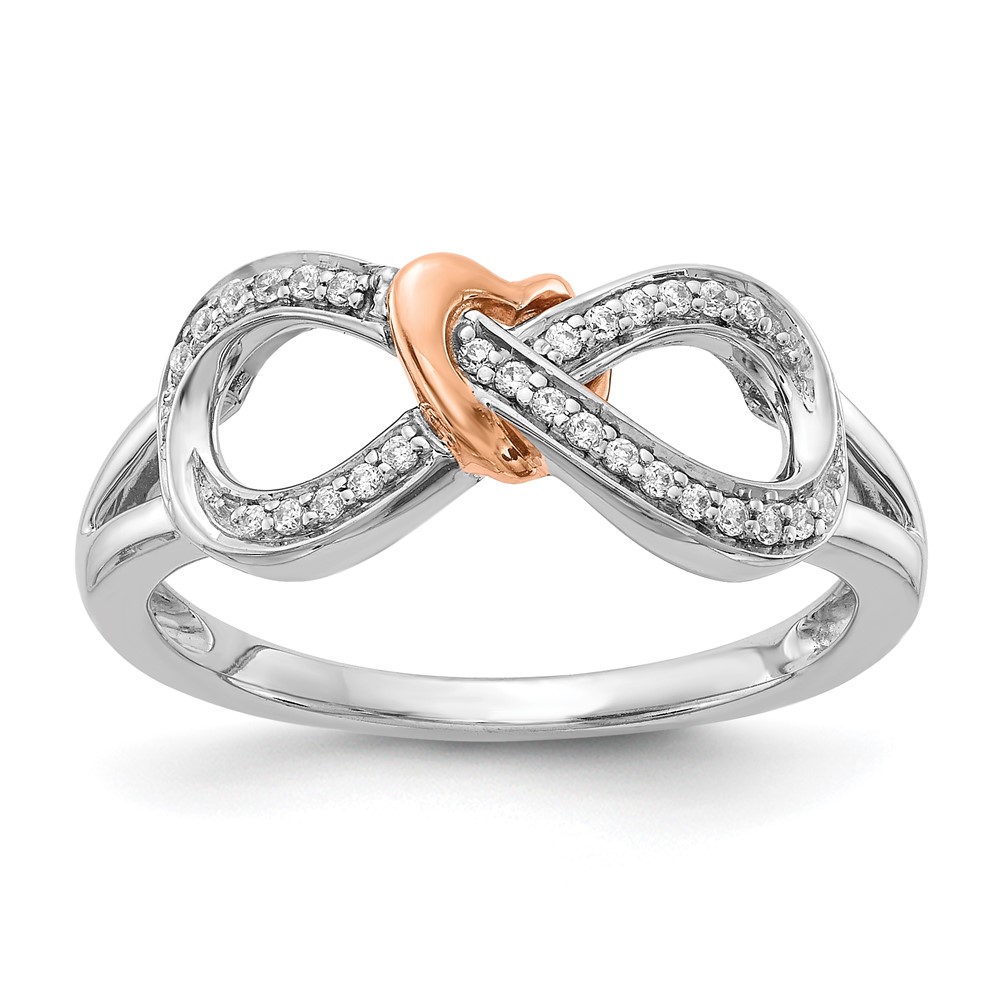 Picture of Finest Gold 14K Two-Tone Diamond Infinity with Heart Ring - Size 7