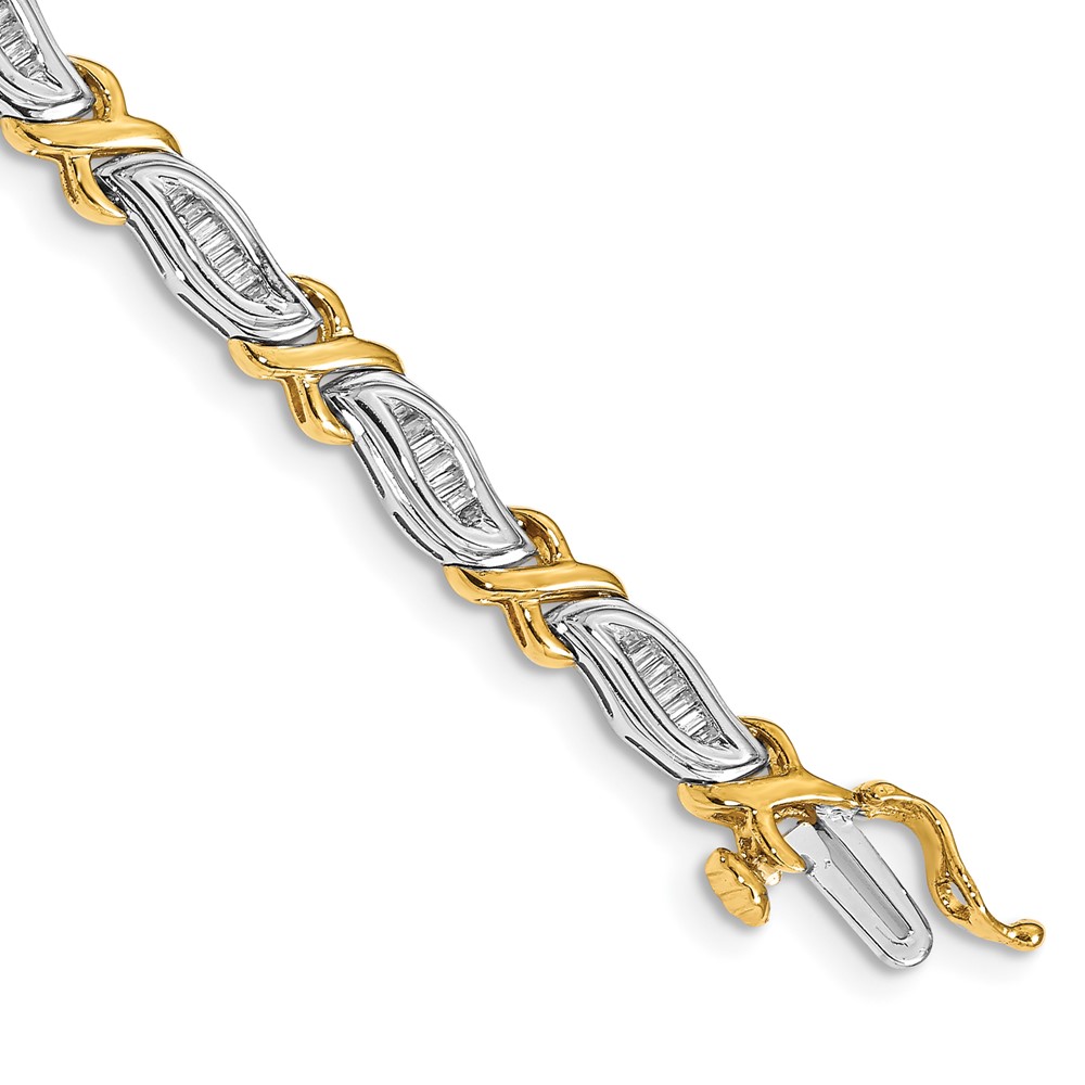 Picture of Finest Gold 14K Two-Tone 1CT Baguette Diamond Bracelet