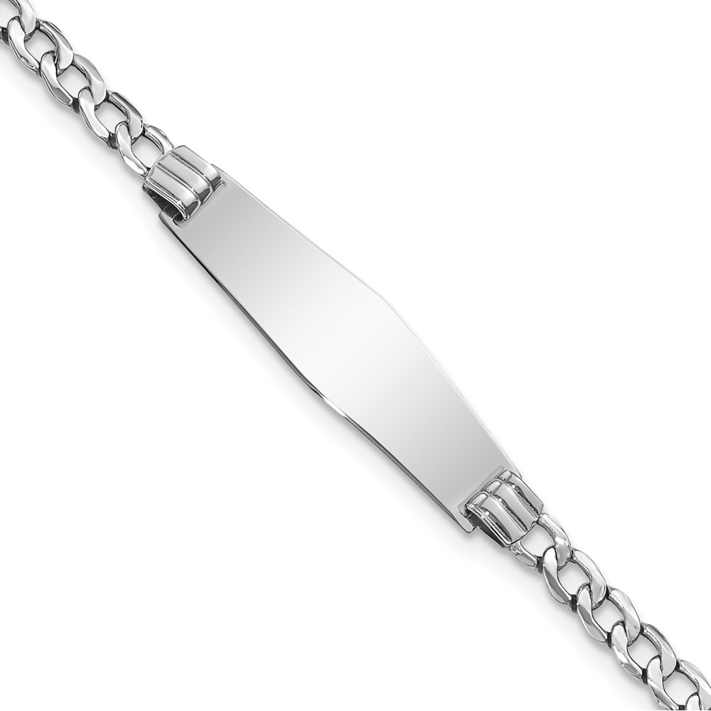 Picture of Finest Gold 14K White Gold Semi-Solid Soft Diamond Shape Cuban Link ID 7 in. Bracelet