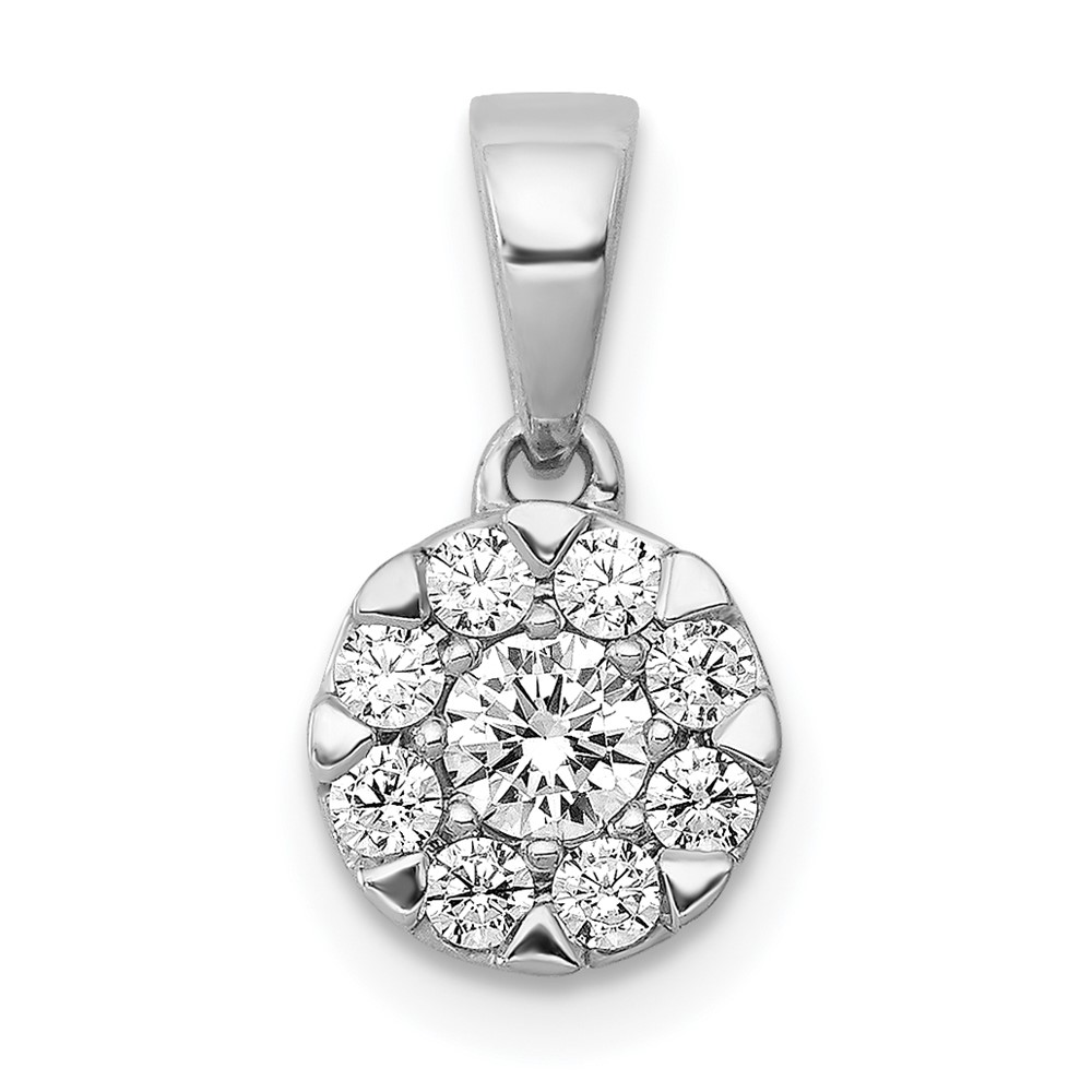 14K White Gold 0.3 CTW Diamond Circle Cluster Pendant -  Bagatela, BA2710157