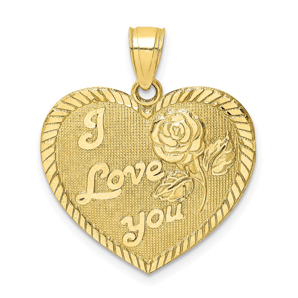 Picture of Quality Gold 10C1348 10K Yellow Gold Diamond-Cut I Love You Heart Charm