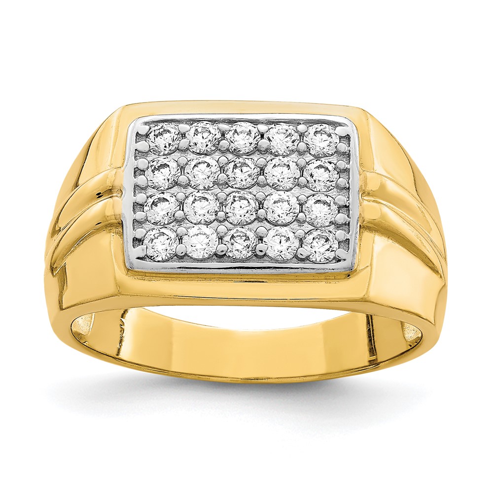 Picture of Finest Gold 10K Yellow with Rhodium CZ Mens Ring - Size 10