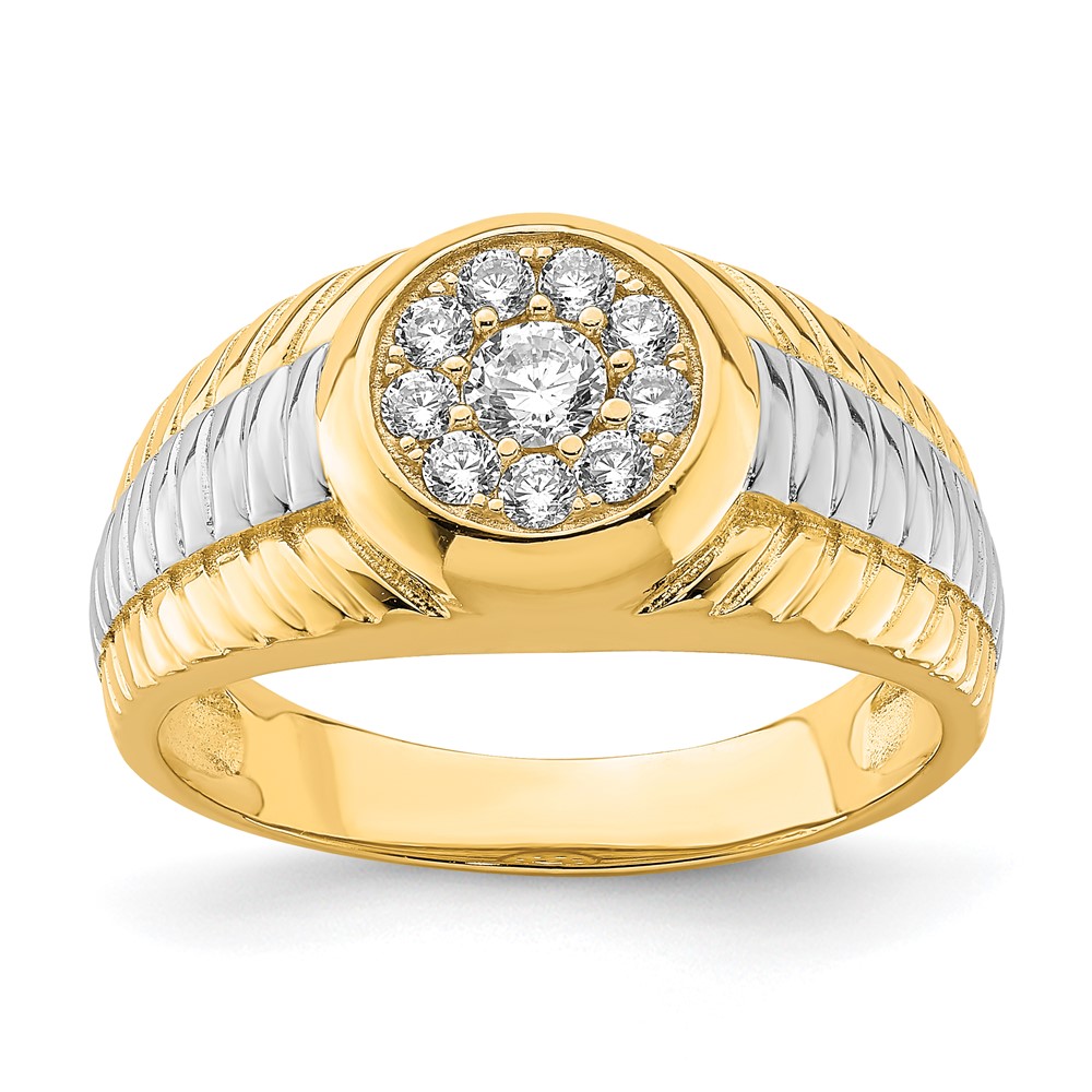 Picture of Quality Gold 10C1419 10K with Rhodium CZ Mens Ring&#44; Size 9.5