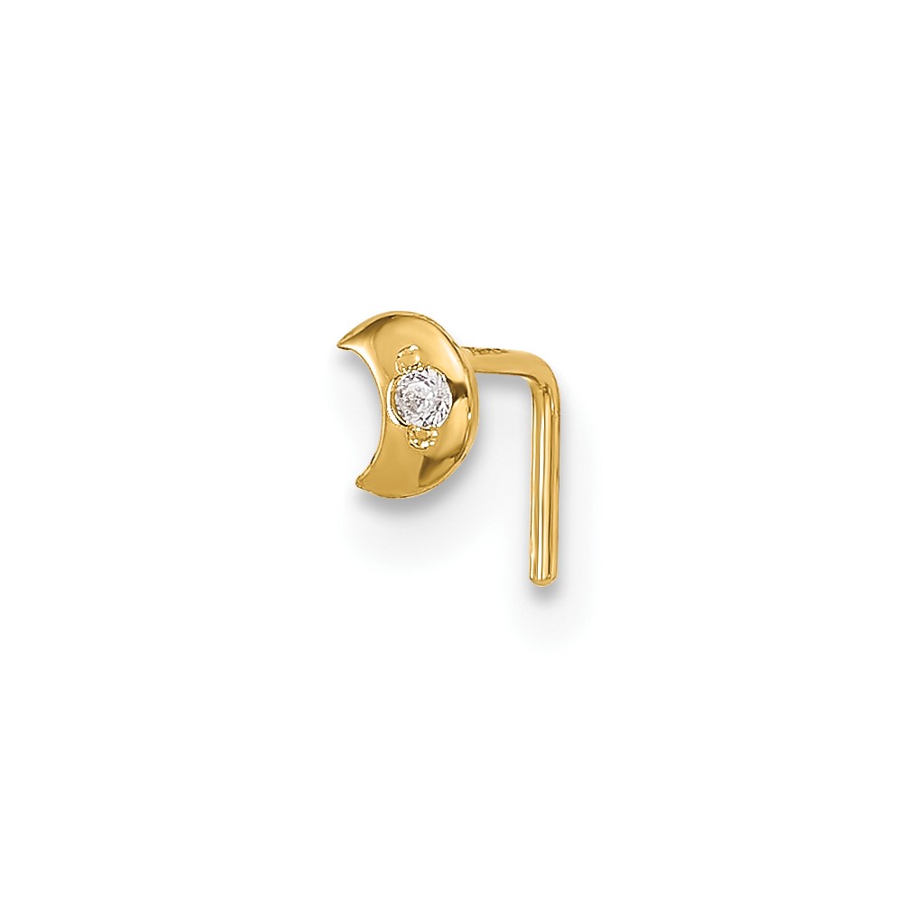 Picture of Finest Gold 14K Yellow Gold 23 Gauge CZ Moon Nose Stud