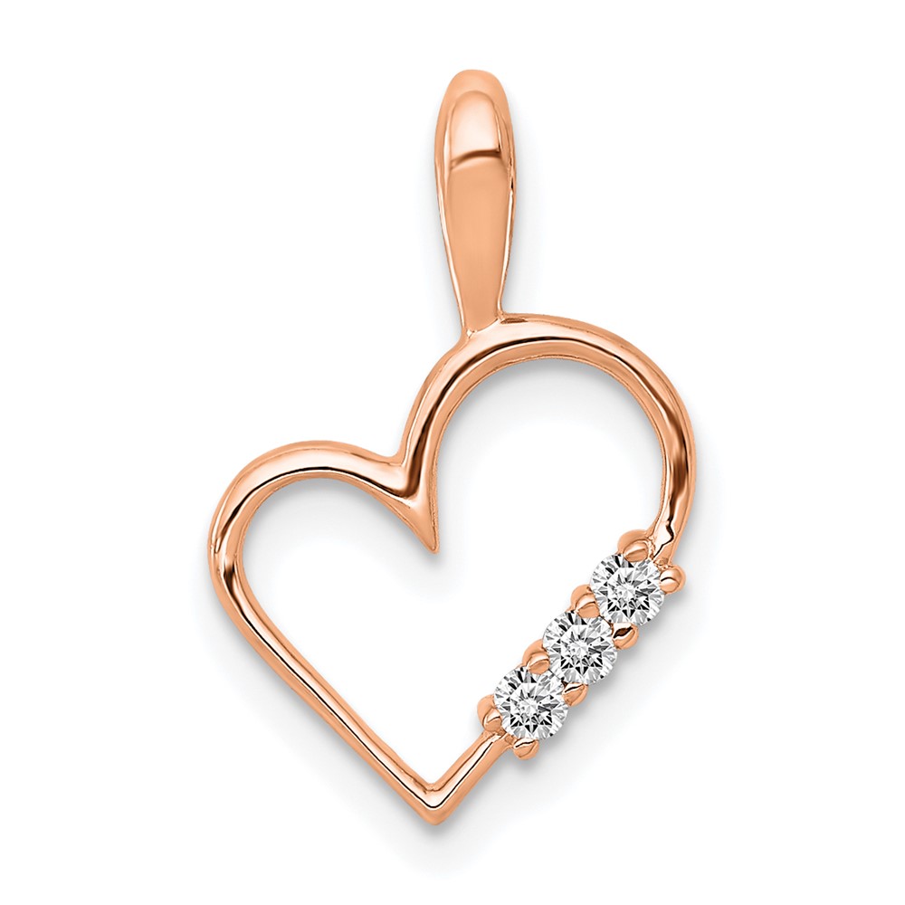 Picture of Finest Gold 1-20 ct 14K Rose Gold AA Diamond Heart Pendant