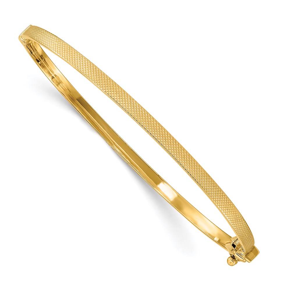 14K Yellow Gold Textured Hinged Bangle Bracelet -  Bagatela, BA2708889