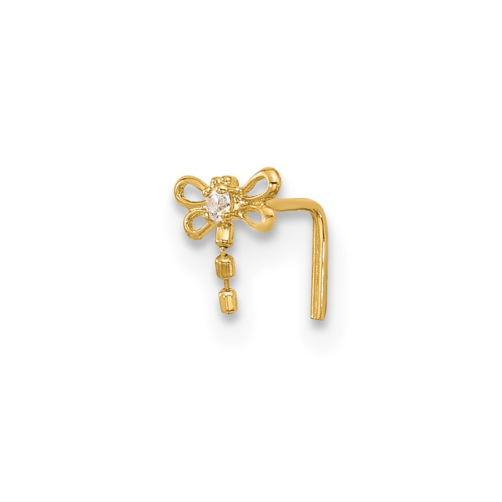 Picture of Finest Gold 14K Yellow Gold 22 Gauge CZ Butterfly Nose Stud