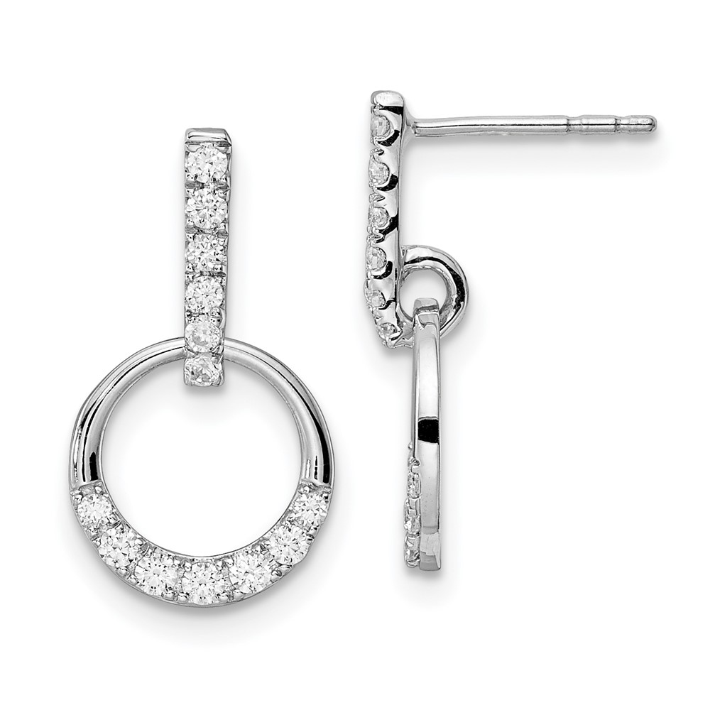 Picture of Finest Gold 14K White Gold Circle Diamond Dangle Post Earrings