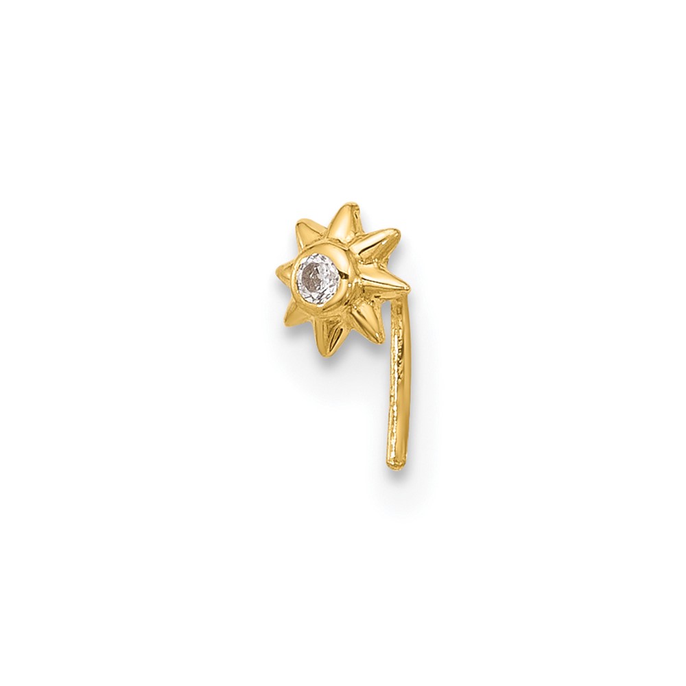 Picture of Finest Gold 14K Yellow Gold 23 Gauge CZ Sun Nose Stud