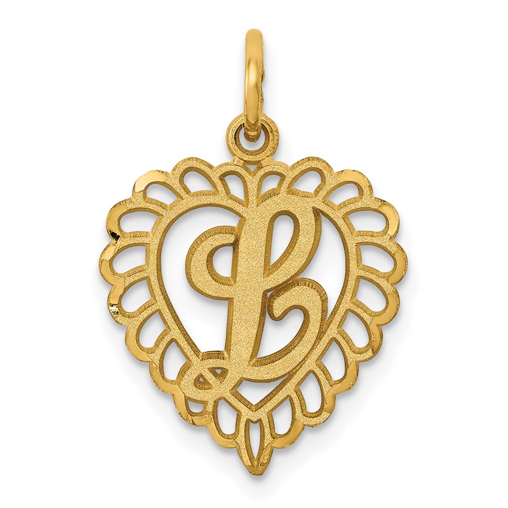 Picture of Finest Gold  14K Yellow Gold Heart Letter L Charm