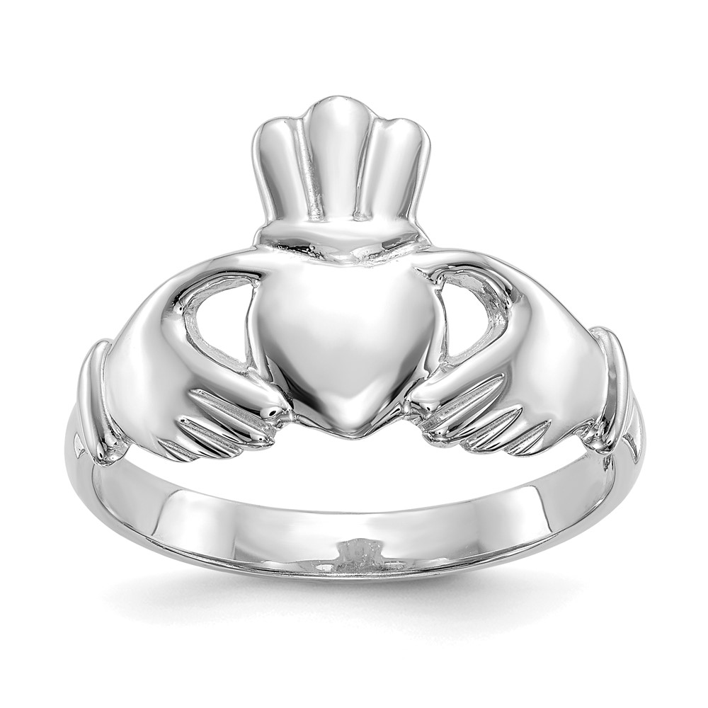 Picture of Finest Gold 14K White Gold Polished Claddagh Ring - Size 7