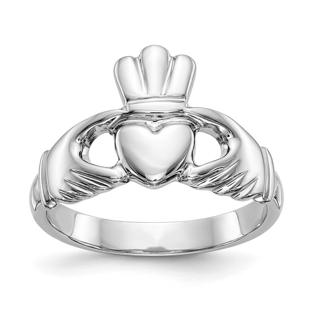 Picture of Finest Gold 14K White Gold Polished Claddagh Ring - Size 8