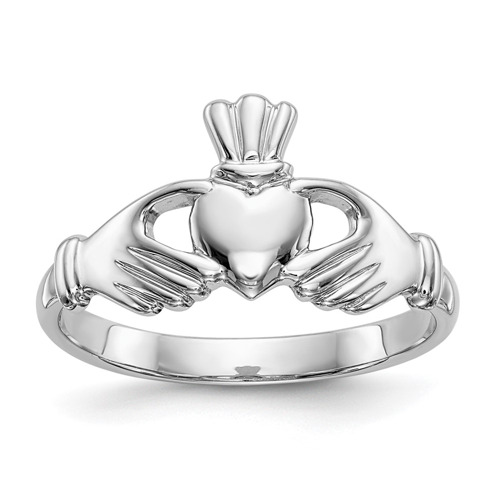 Picture of Finest Gold 14K White Gold Polished Claddagh Ring - Size 6.5