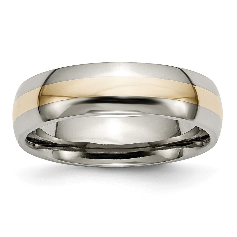 Picture of Chisel TB18-10.5 6 mm Titanium 14k Yellow Gold Inlay Polished Band, Size 10.5