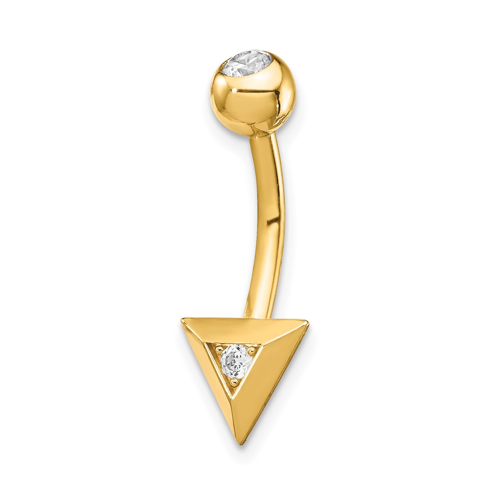 Picture of Finest Gold 14K Yellow Gold 14 Gauge Triangle CZ Belly Ring