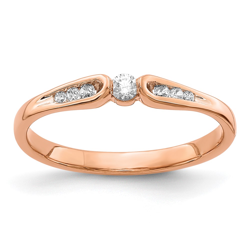 Picture of Finest Gold 14K Rose Gold Diamond Ring&amp;#44; Size 7