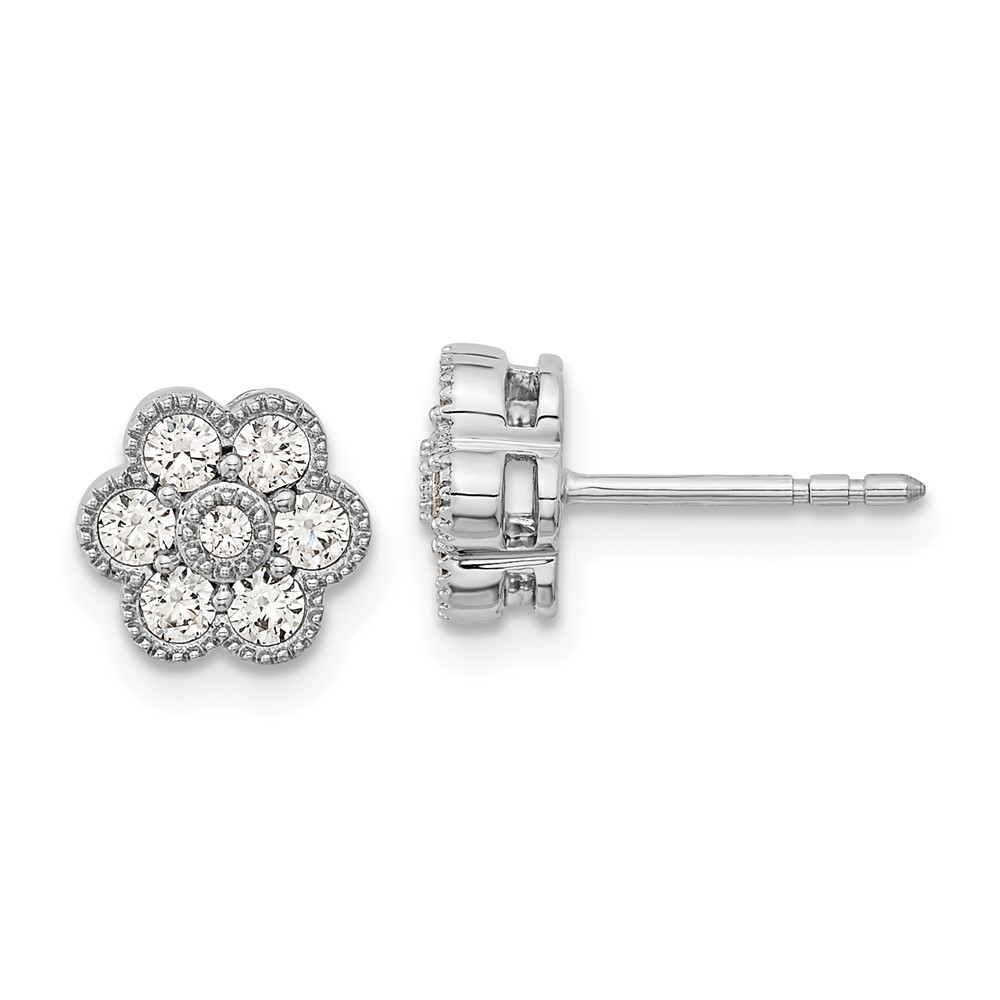 14K White Gold Floral Diamond Post Earrings -  Finest Gold, UBSEM8466-050-WA