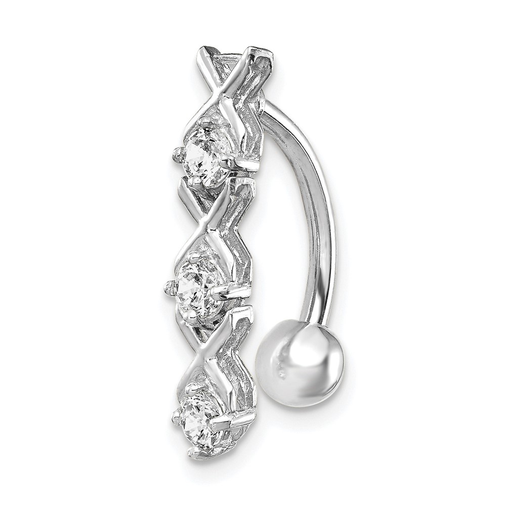 Picture of Finest Gold 10K White Gold with CZ Xoxo Belly Dangle